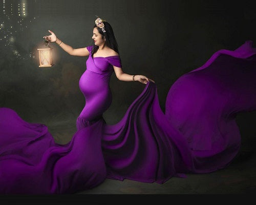 G218,(3) Purple Maternity Shoot Trail Baby Shower Lycra Body Fit Gown, –  Style Icon www.dressrent.in