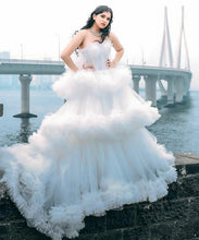 Load image into Gallery viewer, W259, White Tube Ruffled Ball Gown, Size (All)