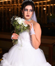 Load image into Gallery viewer, W259, White Tube Ruffled Ball Gown, Size (All)