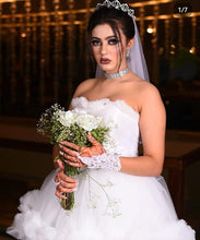 Load image into Gallery viewer, W259, White Tube Ruffled Ball Gown, Size (All)