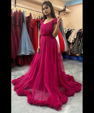 Load image into Gallery viewer, G658, Dark Magenta Puffy Pre Wedding Shoot Trail Gown Size(All)