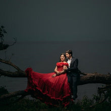 Load image into Gallery viewer, G123, Luxury Wine Puffy Cloud Trail Big Ball Gown, Size (XS-30 to L-38)