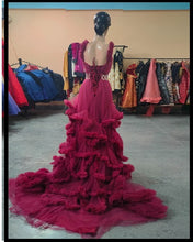 Load image into Gallery viewer, G148, Wine Off-Shoulder Cloud Trail Ball Gown, Free Size,pp