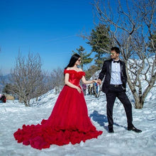 Load image into Gallery viewer, G137 (9), Luxury Red Puffy Cloud Trail Ball Gown,  Size - (XS-30 to XXL-44)