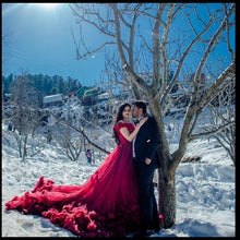 Load image into Gallery viewer, G137 (9), Luxury Red Puffy Cloud Trail Ball Gown,  Size - (XS-30 to XXL-44)