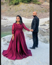 Load image into Gallery viewer, G92 (11), Dark Wine Satin Ball Gown, Size (XS-30 to XXXL-46),