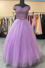 Load image into Gallery viewer, G935, Lavender Off Shoulder Ball Gown, Size (XS-30 to L-38)