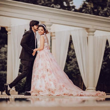 Load image into Gallery viewer, G210 (7), Light Pink Floral Prewedding Shoot Ball Trail Gown, Size (XS-30 to 4 XL -48)