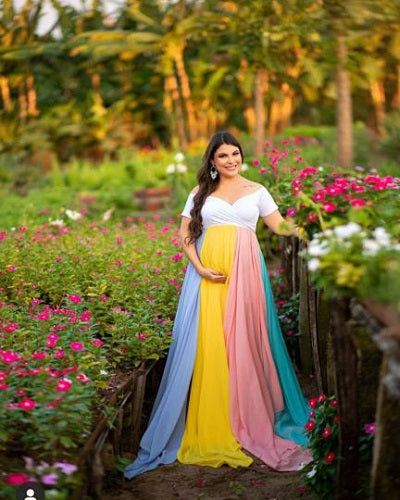 Pure White Orchid Maternity Gown for Photo Shoots White Maternity