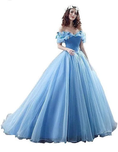 G538, Luxury Sky Blue Cindrella Princess Big Ball Gown, Size (XS