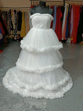 Load image into Gallery viewer, W259, White Tube Ruffled Ball Gown, Size (All)