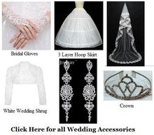 Load image into Gallery viewer, W151 (2) White Off-Shoulder Veil Princess Trail Wedding Gown, Size (XS-30 to XL-40)