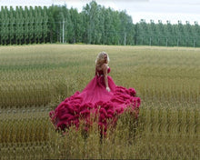 Load image into Gallery viewer, G123, Luxury Wine Puffy Cloud Trail Big Ball Gown, Size (XS-30 to L-38)