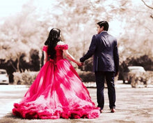 Load image into Gallery viewer, G137 (9), Luxury Red Puffy Cloud Trail Ball Gown,  Size - (XS-30 to XXL-44)