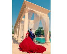 Load image into Gallery viewer, G137 (9), Luxury Red Puffy Cloud Trail Ball Gown,  Size - (XS-30 to XXL-44)