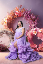 Load image into Gallery viewer, G2400, Lavender Ruffled Frill Maternity Shoot  Trail Gown, Size (All)