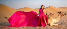 Load image into Gallery viewer, G909, Dark pink Satin Slit Cut Long Trail Shoot Gown, Size (All)pp