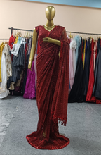 Load image into Gallery viewer, L88, maroon Party Wear  Saree, Size (XS-30 to L-38)