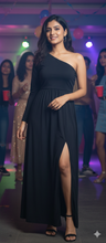 Load image into Gallery viewer, G320 ,Black Slit Cut One Shoulder  Shoot Trail Gown, (Size All )
