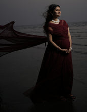 Load image into Gallery viewer, G422(4), Dark Wine Pre Wedding Shoot  Gown, Size (All)