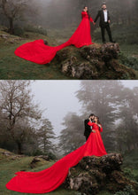 Load image into Gallery viewer, G603(5), Red Slit Cut Semi Offshoulder Prewedding Long Trail Gown, (All Sizes)