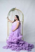 Load image into Gallery viewer, G2400, Lavender Ruffled Frill Maternity Shoot  Trail Gown, Size (All)