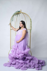 G2400, Lavender Ruffled Frill Maternity Shoot  Trail Gown, Size (All)