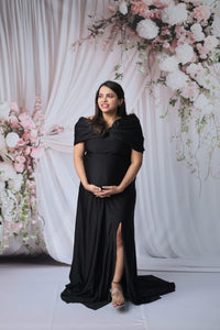 G1003,(1) Black Slit Cut Maternity Shoot Trail Gown, Size (ALL)