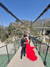 Load image into Gallery viewer, G59(2) , Red Tube Slit Cut Prewedding Long Trail Gown, Size(All)