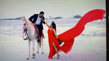 Load image into Gallery viewer, G438 (3), Red Slit Cut Prewedding Long Trail Gown, Size (All)