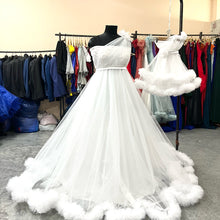 Load image into Gallery viewer, W719 , White Mother Daughter One Shoulder Gown, Size (All)