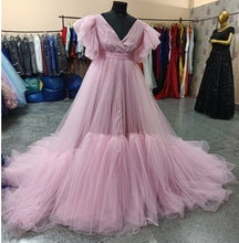 Load image into Gallery viewer, G2021, Pink Ruffled Trail Gown Size (All)