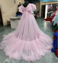Load image into Gallery viewer, G2021, Pink Ruffled Trail Gown Size (All)