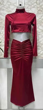 Load image into Gallery viewer, G1111 Wine Draped Halter Neck Maternity Shoot Gown (p)