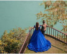 Load image into Gallery viewer, G237 (2),Luxury Royal Blue Puffy  Mother Daughter Shoot Gown,  Size - (XS-30 to XXL-42)