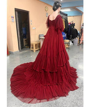 Load image into Gallery viewer, G455, Dark Wine Ruffled Mother daughter Shoot Gown, Size (All)