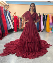 Load image into Gallery viewer, G455, Dark Wine Ruffled Mother daughter Shoot Gown, Size (All)