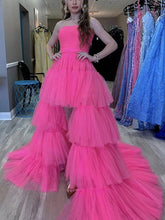 Load image into Gallery viewer, G940, Hot Pink Layered Front Short Long Trail Ball Gown,  Size - (All Sizes)