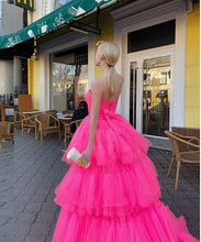 Load image into Gallery viewer, G940, Hot Pink Layered Front Short Long Trail Ball Gown,  Size - (All Sizes)