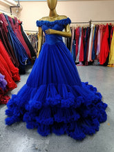 Load image into Gallery viewer, G237 (2),Luxury Royal Blue Puffy  Mother Daughter Shoot Gown,  Size - (XS-30 to XXL-42)