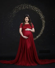 Load image into Gallery viewer, G1129, Wine Lace Top Maternity Shoot Trail Gown, Size (ALL)pp