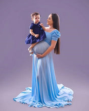 Load image into Gallery viewer, G1130, Sky Blue Satin Maternity Shoot Trail Gown, Size (All)pp