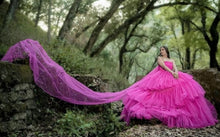 Load image into Gallery viewer, G940, Hot Pink  Ruffle Long Trail Ball Gown,  Size - (All Sizes)