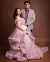 Load image into Gallery viewer, G1131, Lilac Ruffled Maternity Shoot Trail Gown With Inner , Size(All)pp
