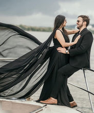Load image into Gallery viewer, G975(2), Black One Shoulder Prewedding Long Trail Gown, Size (All)