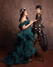 Load image into Gallery viewer, G2117, Bottle Green Ruffled Maternity Shoot Gown With Inner, Size (All)pp