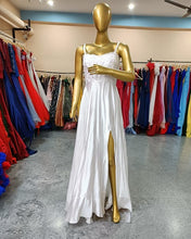 Load image into Gallery viewer, W633, White Slit Cut Evening Gown, (All Sizes)