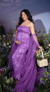 G833, Luxury Purple maternity shoot trail gown, Size (ALL)pp