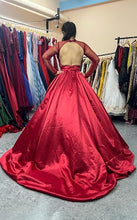 Load image into Gallery viewer, G678, Wine Satin Slit Cut Trail Gown, Size (All)pp