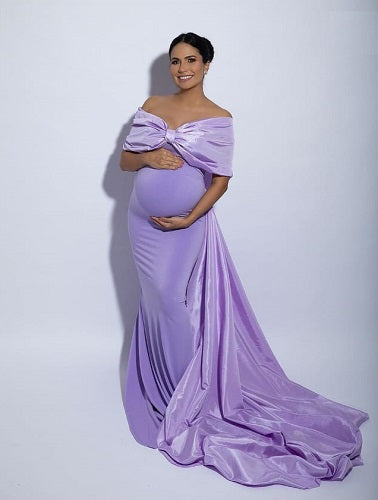 G2121,Lavender Body Fit Maternity Shoot Trail Gown, Size (All)pp